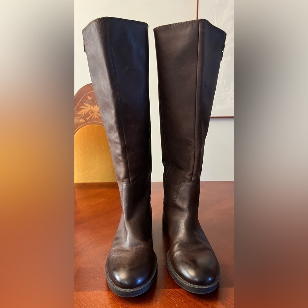 Enzo Angiolini Italian Leather Riding Boots Size 10 Dark Brown Equestrian